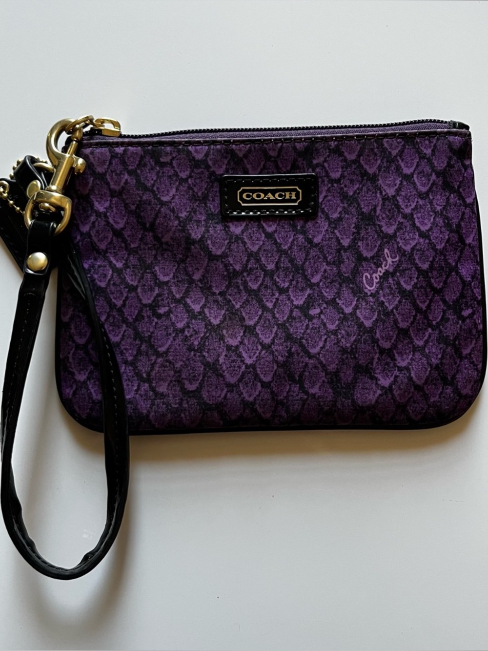 Coach Purple snake skin Patterned Women's wristlet bag